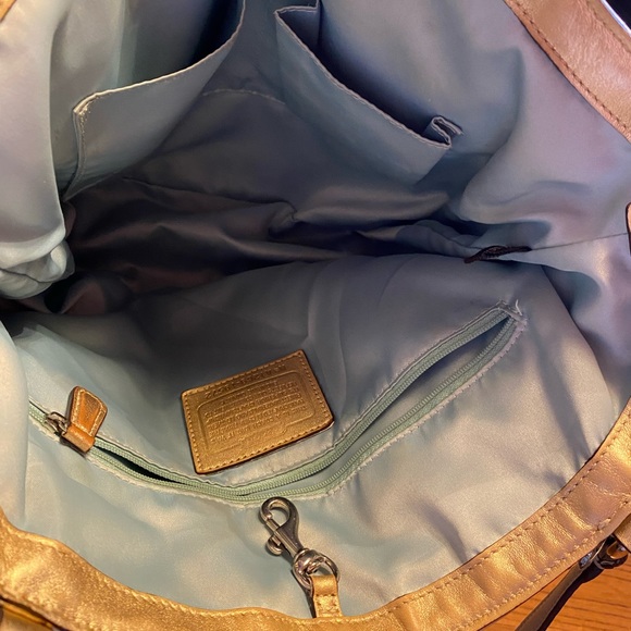 Coach Handbag-Gold &Tan Color - Picture 4 of 5